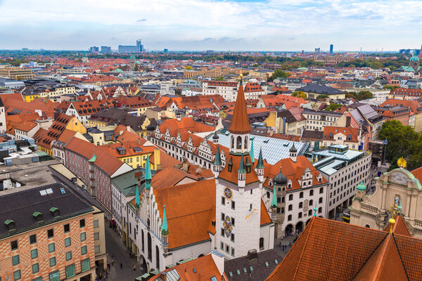 Aerial view of Munich in a summer day in Germany
