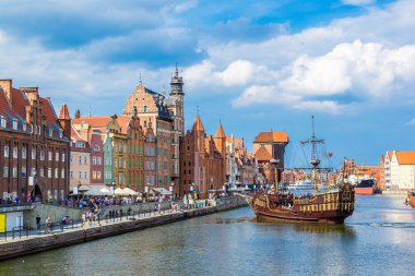 Cityscape on the Vistula River in Gdansk, Poland. clipart