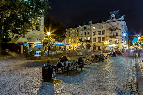 Rynok Square in Lviv at night — Stock Image Rynok Square in Lviv at night Stock Image