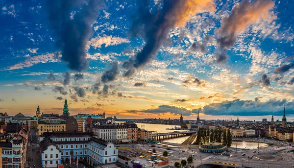 Panorama över Stockholm vid solnedgången — Stockfoto