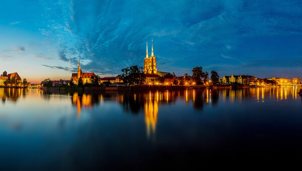Wroclaw cityscape at dusk