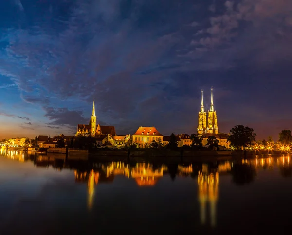 Wroclaw cityscape at dusk — Stock Photo, Image