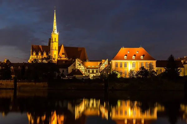 Nocna panorama Wrocław — Zdjęcie stockowe