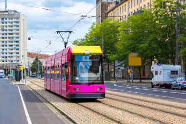 Modern tram in Dresden clipart