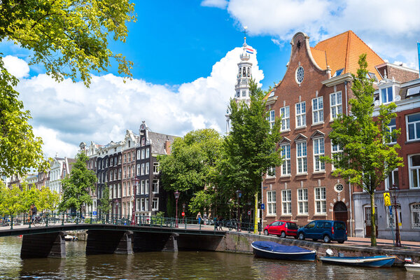 Amsterdam canals and boats in Holland