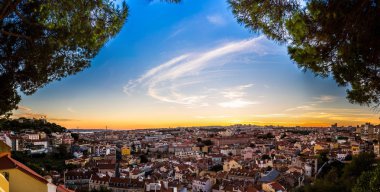 Aerial view of Lisbon at sunset