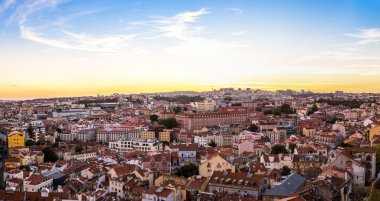 Aerial view of Lisbon at sunset
