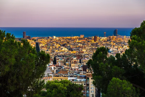 Pohled z Barcelony z park guell — Stock fotografie