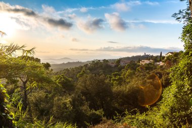 Panoramic view of Barcelona at sunrise