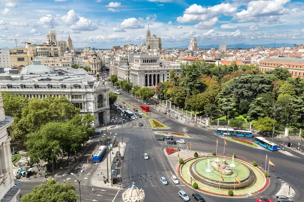 Cibeles fontein op Plaza de Cibeles in Madrid Rechtenvrije Stockfoto's
