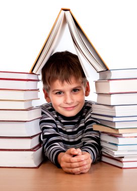 öğrenci ve bir yığın kitap