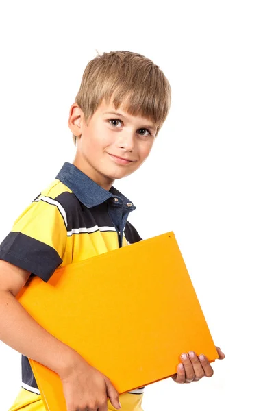 School boy is holding a book Stock Picture