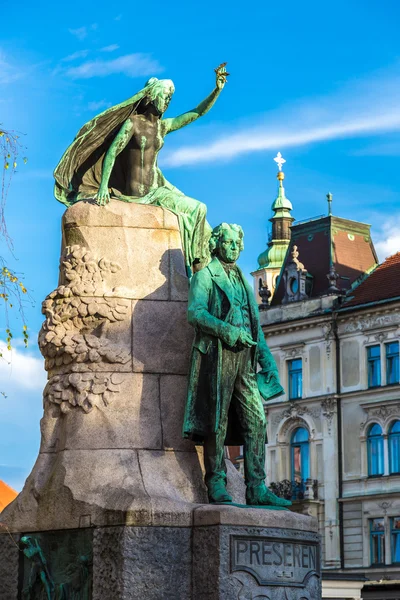 Skulptur des Dichters preseren in Ljubljana — Stockfoto