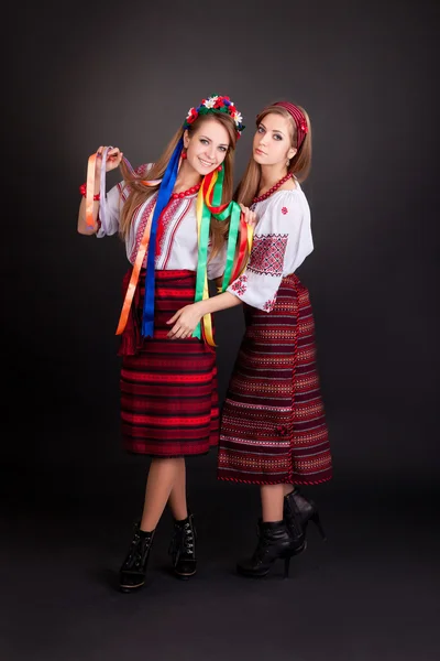 Young women in ukrainian clothes — Stock Photo, Image