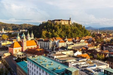 Ljubljana'nın kale havadan görünümü