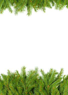 Beyaz arkaplanda izole edilmiş Noel yeşili çerçeve