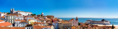 Panoramic aerial view of Lisbon clipart