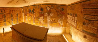 Krallar Vadisi, Luxor, Mısır 'da Firavun Tutankamon' un Mezarı Panoraması