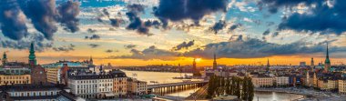 Doğal yaz gece panorama Stokholm