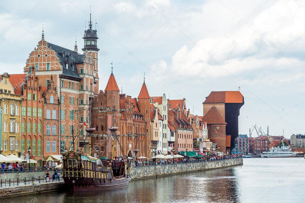 Cityscape on Vistula River in Gdansk, Poland.
