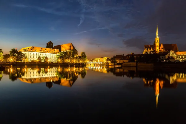 Wroclaw, éjjel, Lengyelország — Stock Fotó