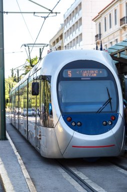 Modern elektrikli tramvay Atina, Yunanistan