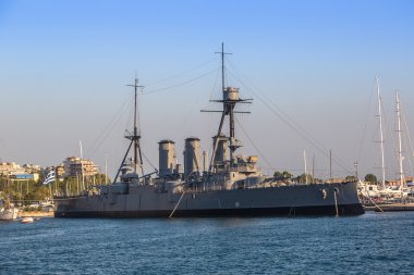 Warship in port Piraeus in Athens, Greece clipart
