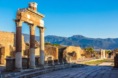 Ruins in Pompeii city clipart