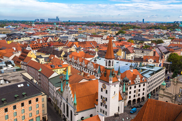 Aerial view of Munich in a summer day in Germany