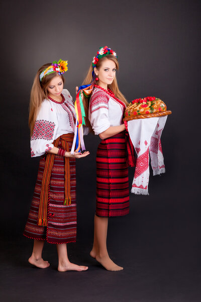 Young women in Ukrainian clothes