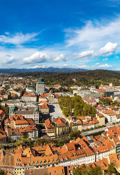 Widok na zjeżdżalnie w Ljubljanie w Słowenii — Zdjęcie stockowe