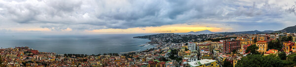 Sunset over Naples in Italy