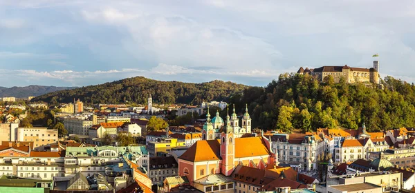 Widok na zjeżdżalnie w Ljubljanie w Słowenii — Zdjęcie stockowe