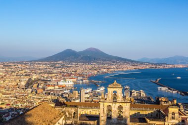 Napoli and mount Vesuvius in Italy clipart