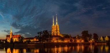 Wroclaw panorama alacakaranlıkta