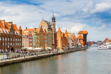 Cityscape Gdansk Vistula Nehri üzerinde
