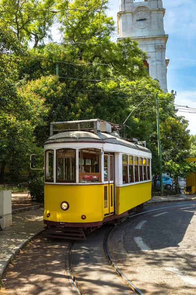 Vintage tram in center of Lisbon — Stock Photo, Image