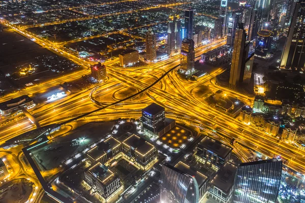 Dubai downtown night scene — Stock Photo, Image
