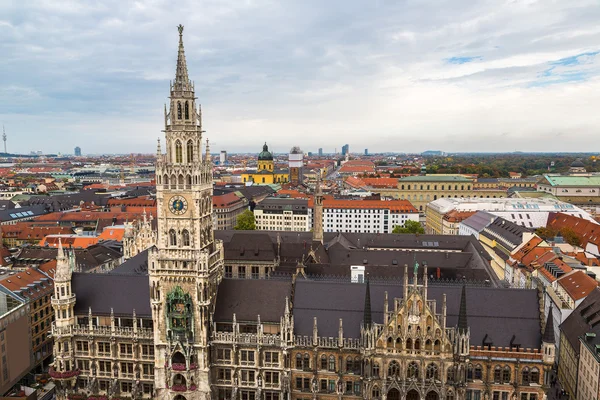 Aerial view on Marienplatz town hall — Stock Photo, Image