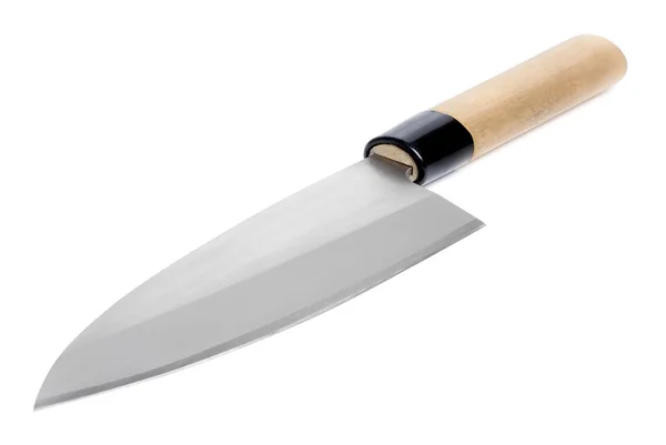 Traditional Japanese Deba short knife isolated on white backgrou — Stock Photo, Image