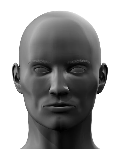 Black 3D en face head isolated — Stock Photo, Image