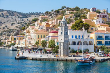 Bir Symi adası manzarası, Dodecanese, Yunanistan