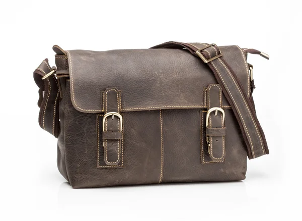Темно-коричнева шкіряна сумка для випадкових чоловіків — стокове фото