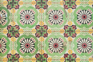 Basit simetrik süslemeli geleneksel Portekiz fayansları azulejo. Portekiz kültür kavramı.