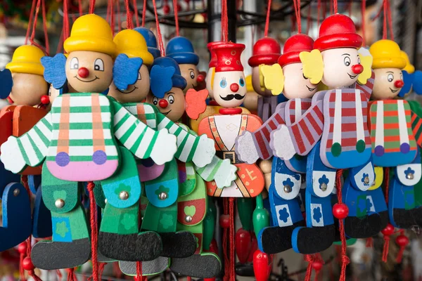 Wooden clowns puppet dolls — Stock Photo, Image