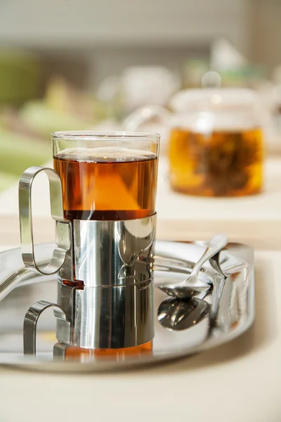 Transtarent bardak çay — Stok fotoğraf