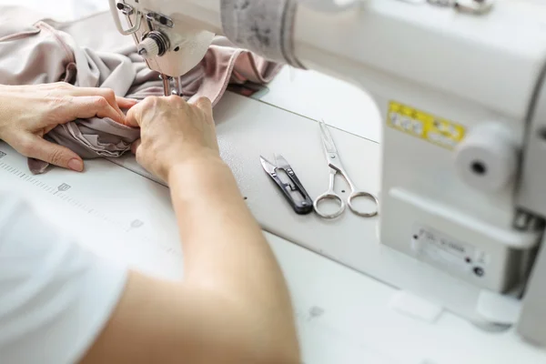 Sewing process on a manufacture — Stock Photo, Image