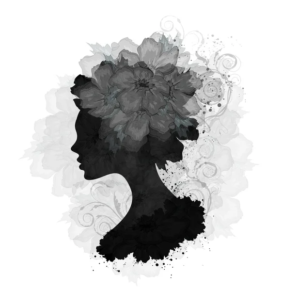 Floral Vintage Femme — Image vectorielle