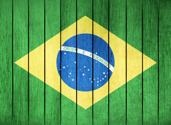 Bandera de madera de Brasil — Vector de stock