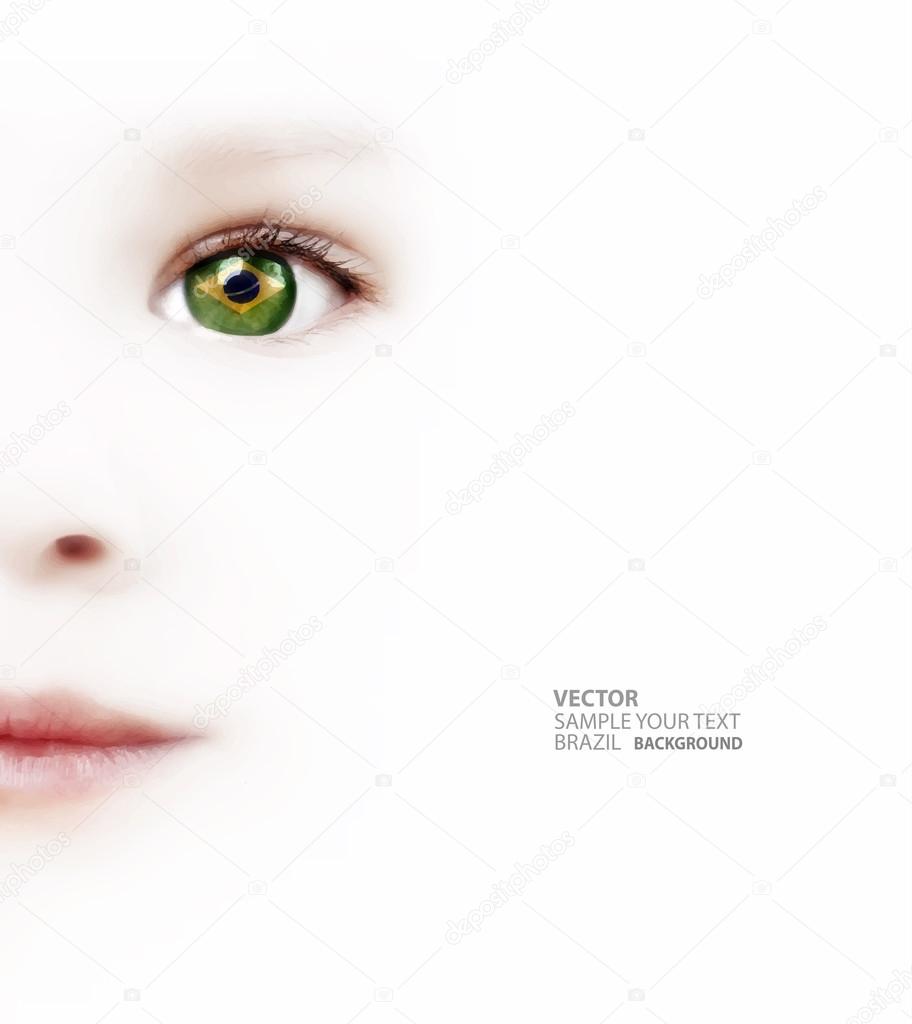 Child's Eye With The Brazilian Flag